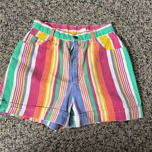 Vibrant Multicolor Striped Women’s Jean Shorts